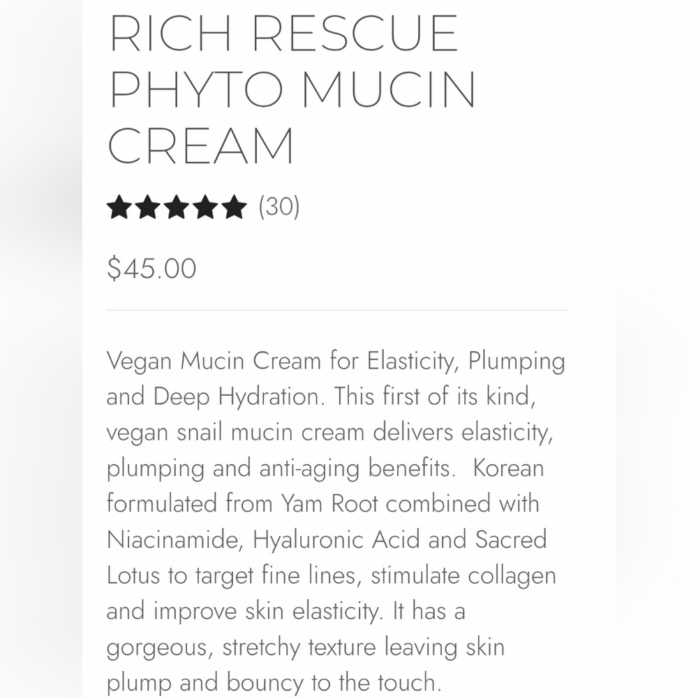 SAINT JANE Rich Rescue Phyto-Mucin Cream Vegan Snail W Niacinamide 1.7oz NEW - Picture 10 of 16